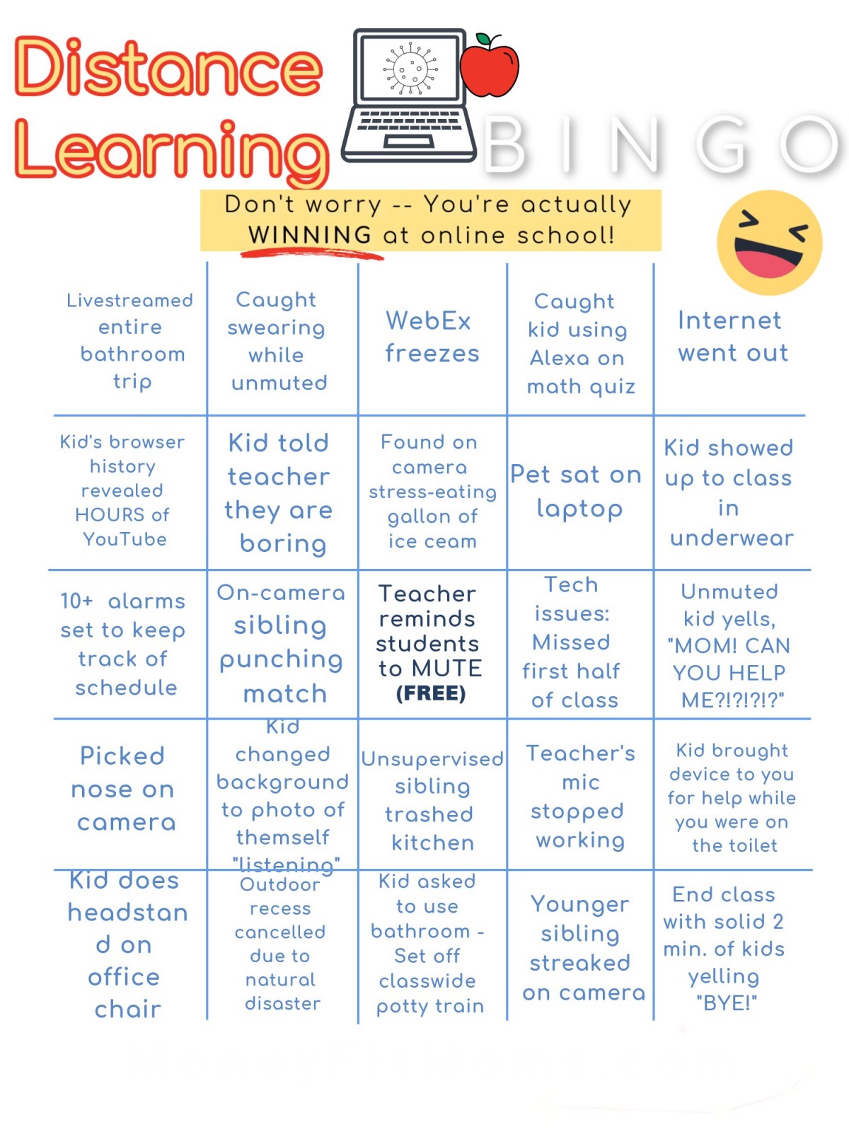 Printable Distance Learning Bingo _ Drinking Game copy (1)