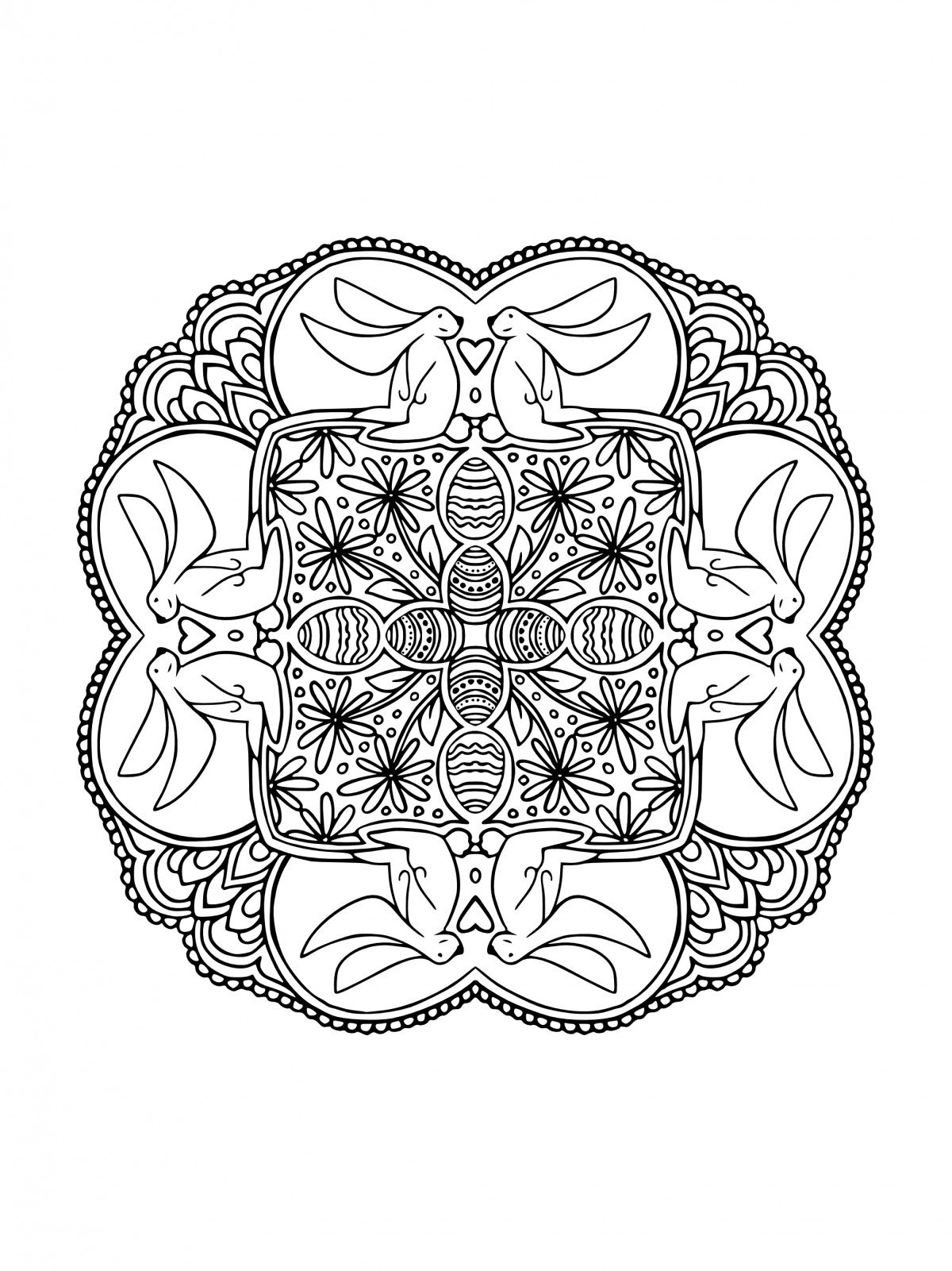 Adult Coloring Pages Printable – Easter Mandalas to color - EASTER Egg Coloring Sheet