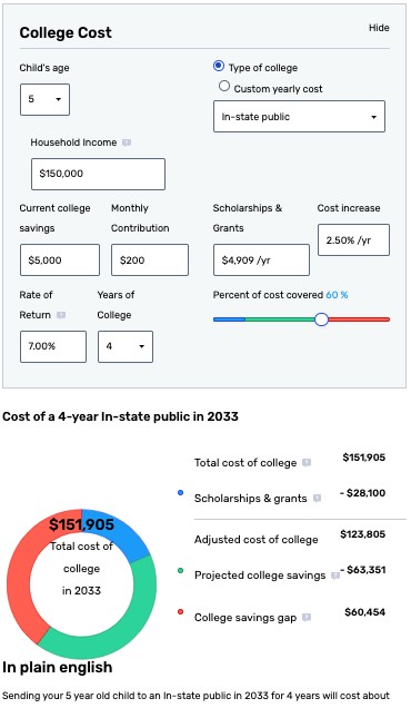 529 Plan College Savings Calculator