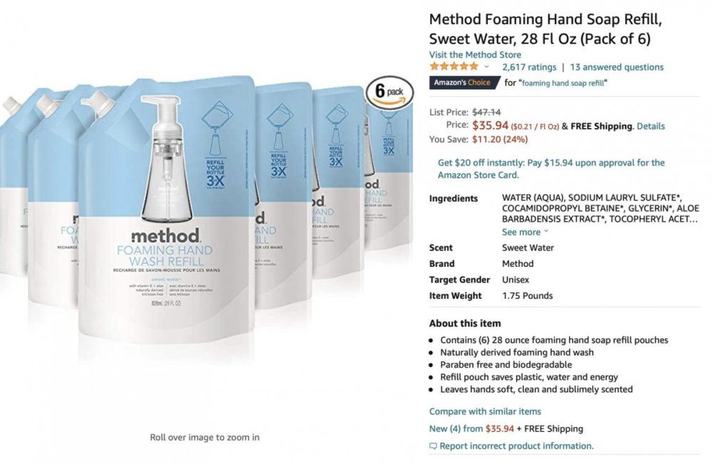 method foaming hand soap refill - highest rated