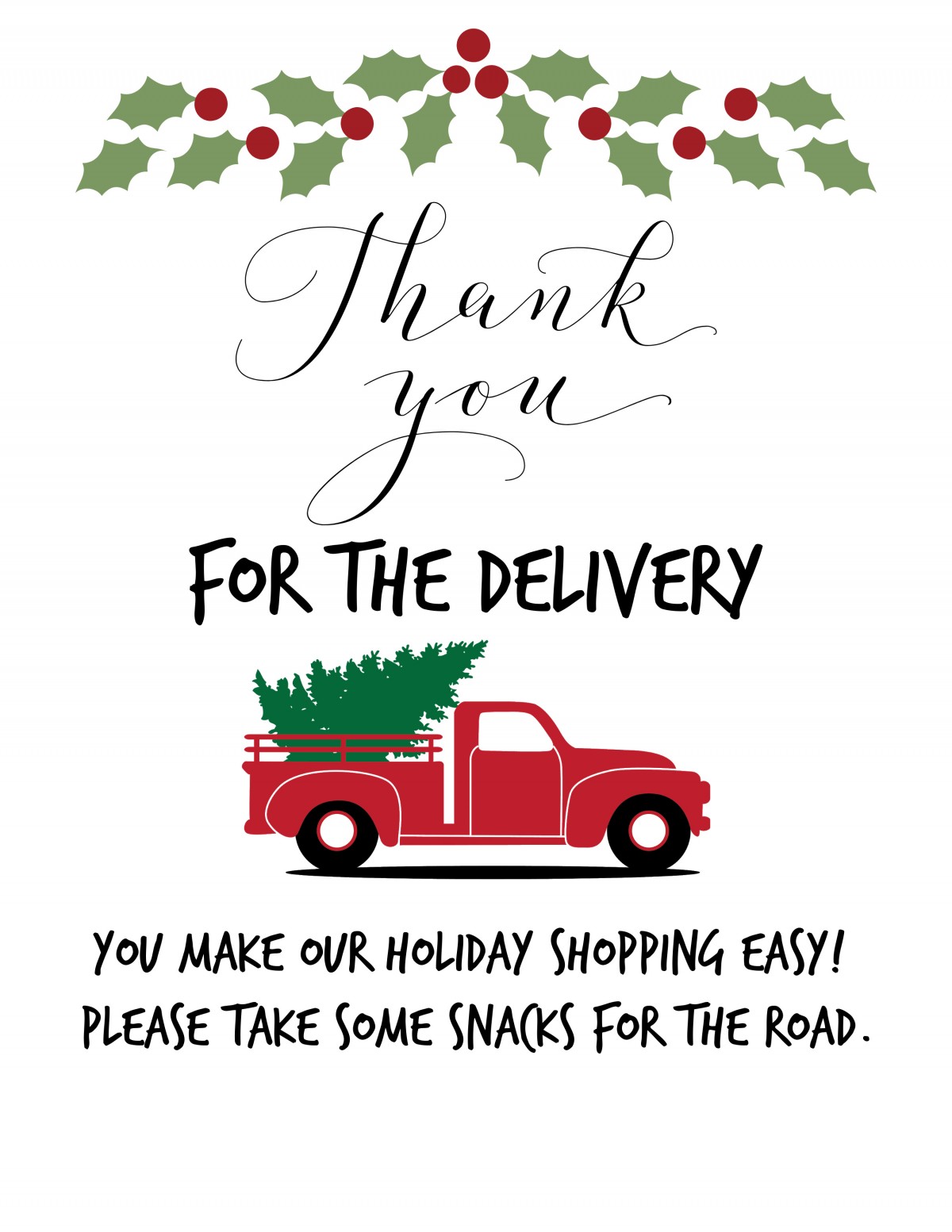 THANK YOU DELIVERY DRIVERS Sign Free Printable 