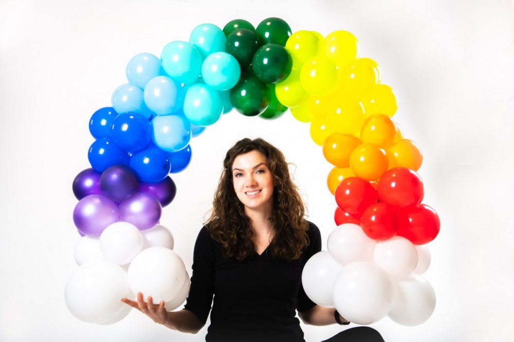 how to make a balloon arch- how to make a rainbow ballon arch-21